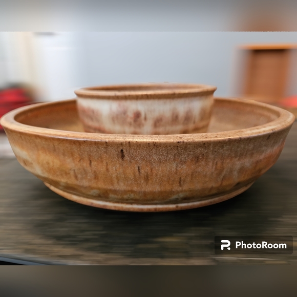 Steven Colburn pottery Chip and dip serving  hand crafted Kansas artist - Picture 1 of 3